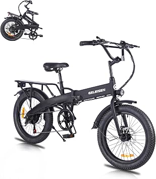 Folding Electric Bike for Adults, 203.0 Fat Tire Electric Bicycle, 374.4Wh Battery Ebike, 20MPH Electric Cargo Bike with LCD Color Display & 6 Speed Gears (Fits for 5'0+)