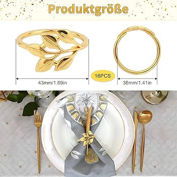 Metall gouden servetringen met bladmotieven voor huwelijksfeest, diner, jubileum, tafeldecoratie Napkin Rings Kerstmis, 6 stuks Metall gouden servetringen met bladmotieven voor huwelijksfeest, diner, jubileum, tafeldecoratie Napkin Rings Kerstmis, 6 stuks
