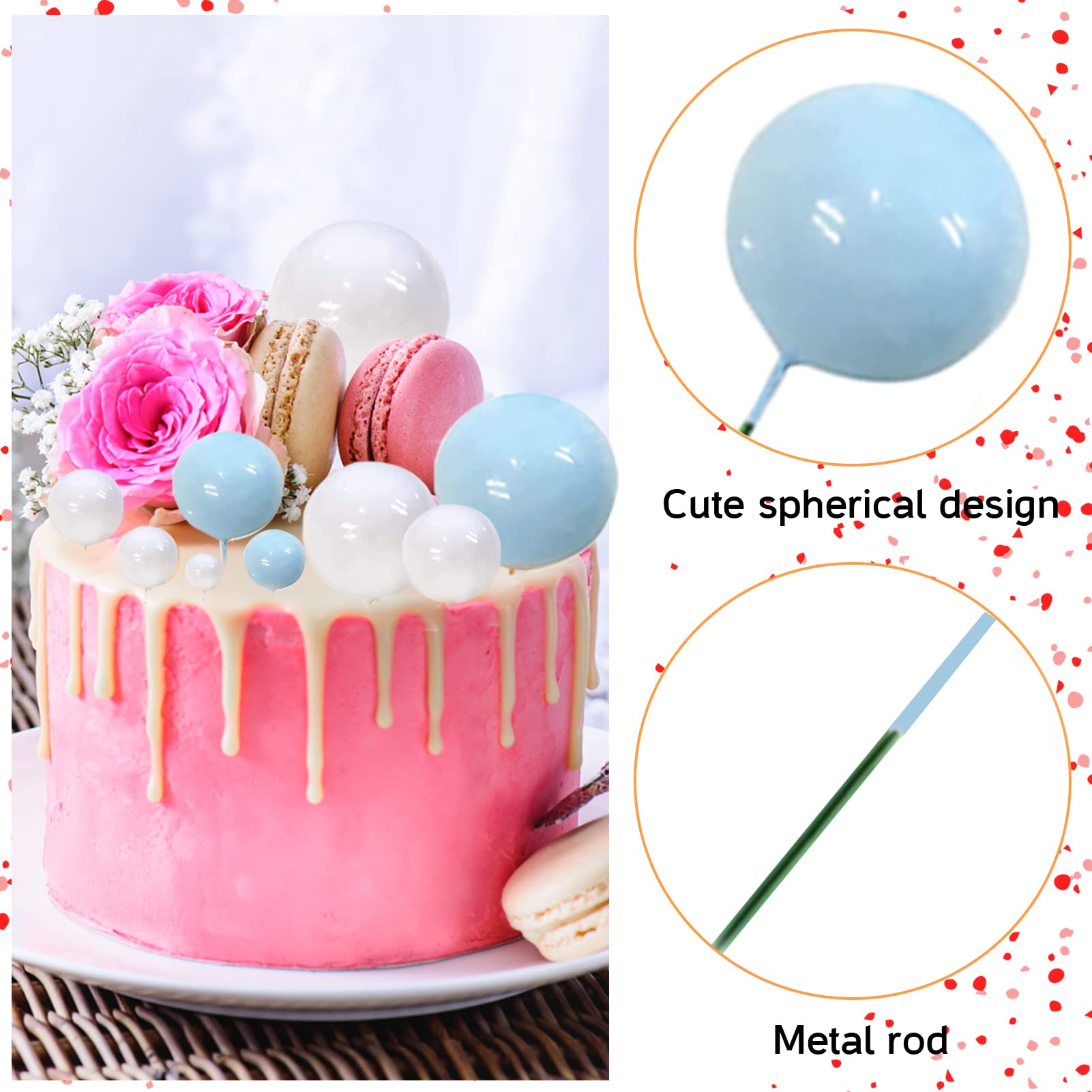 50 Pièces Balles Gâteau Topper Dorées - Décorations Cupcakes Et Gâteaux En Mousse, Différentes Tailles