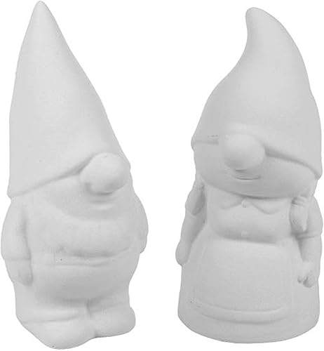 New Hampshire Craftworks Gibson and Gretta The Garden Gnomes - Pinta tus propios gnomos y recuerdos de cerámica