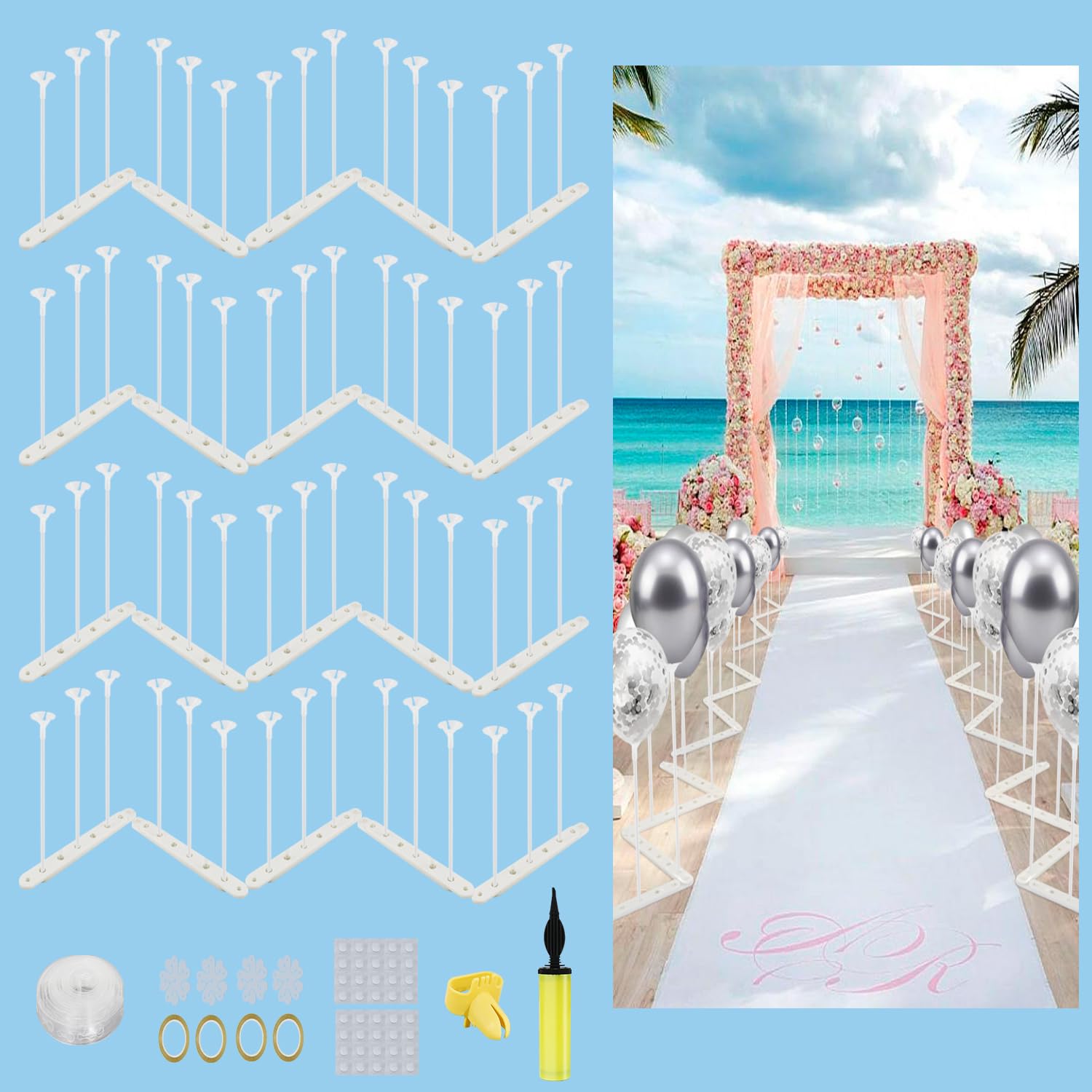 Photo 1 of ZJDHPTY 20Pack Balloon Stand, Balloon Sticks with Base, Balloon Centerpiece for Birthday Graduation Bridal Shower Grand Opening Wedding Decorations(20Pack, without balloons)