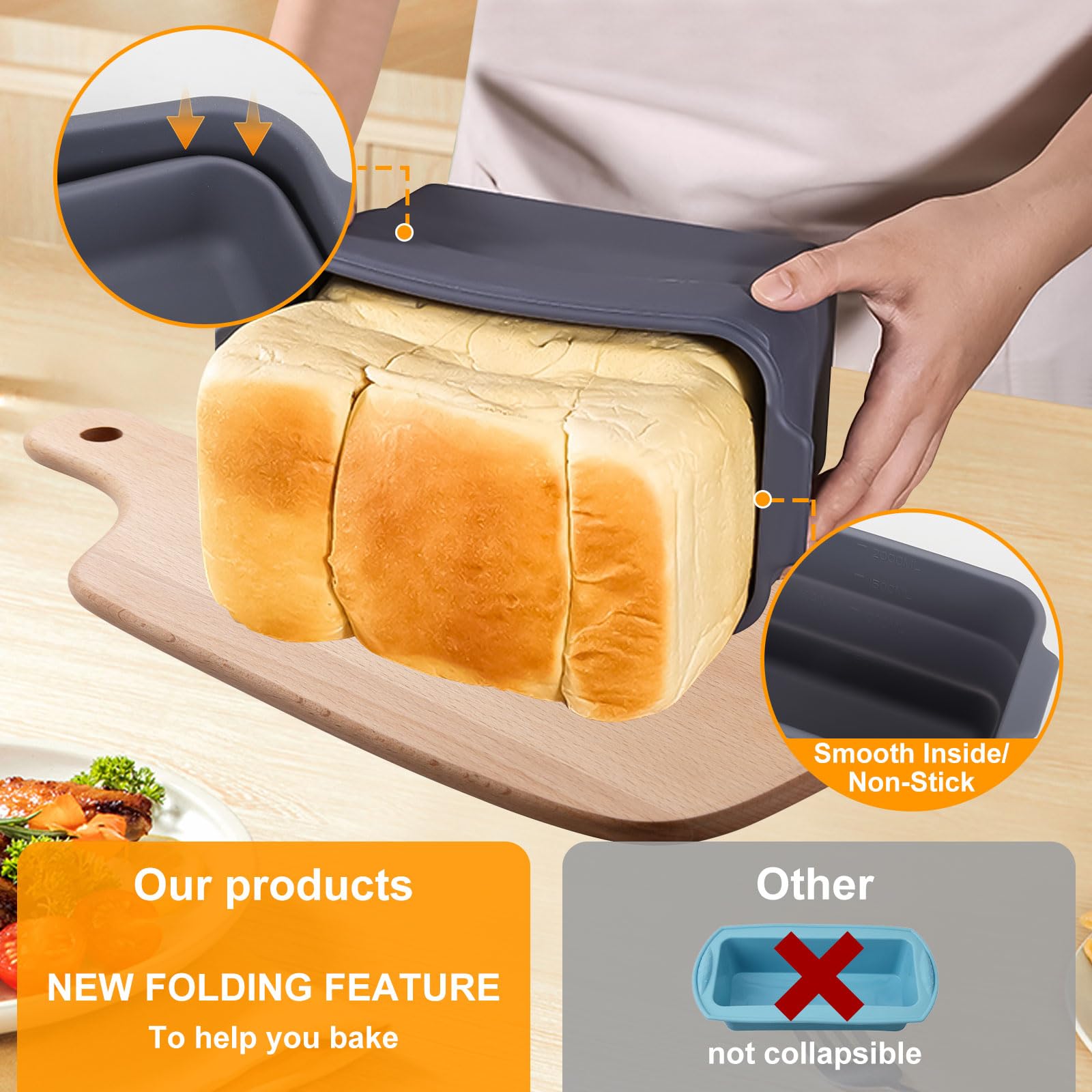 Amazon | 食パン型 耐熱 パン 型 折りたたみ式 パン型 フタ付き 多目的