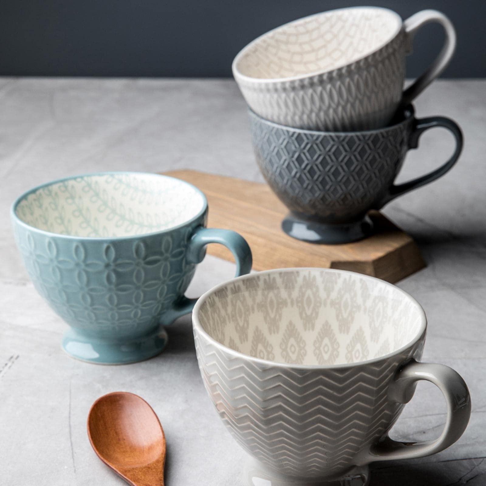 Taza de té para desayuno, taza de avena, taza de cerámica de gran calibre, taza de leche de gran capacidad, taza de café (G) (G)