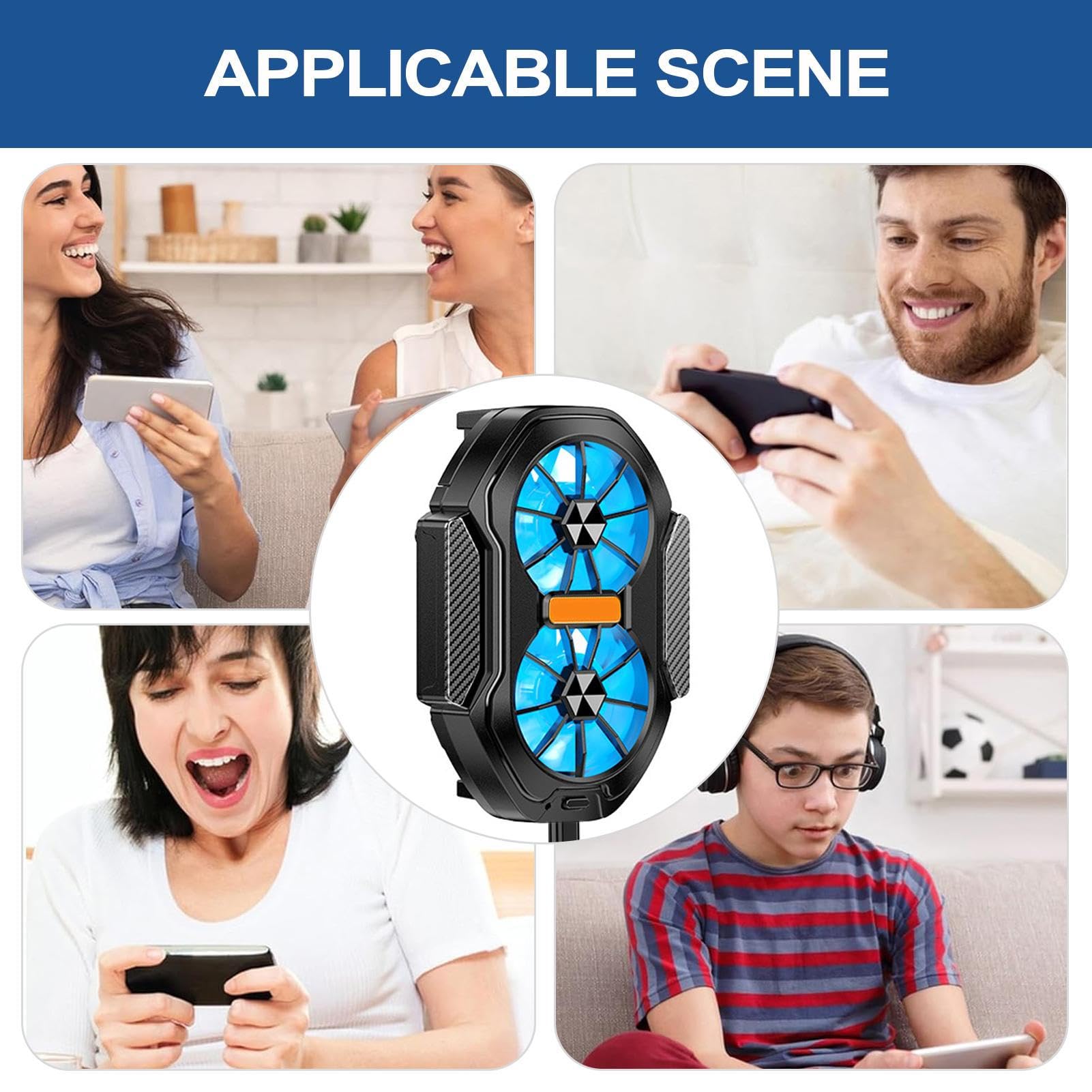 Refroidisseur de Téléphone Portable - Support De Refroidissement Mobile À Fixation Par Pince Avec Double Ventilation | Outil Dissipation Thermique Smartphone Pour Jeux Vidéo, Films Et