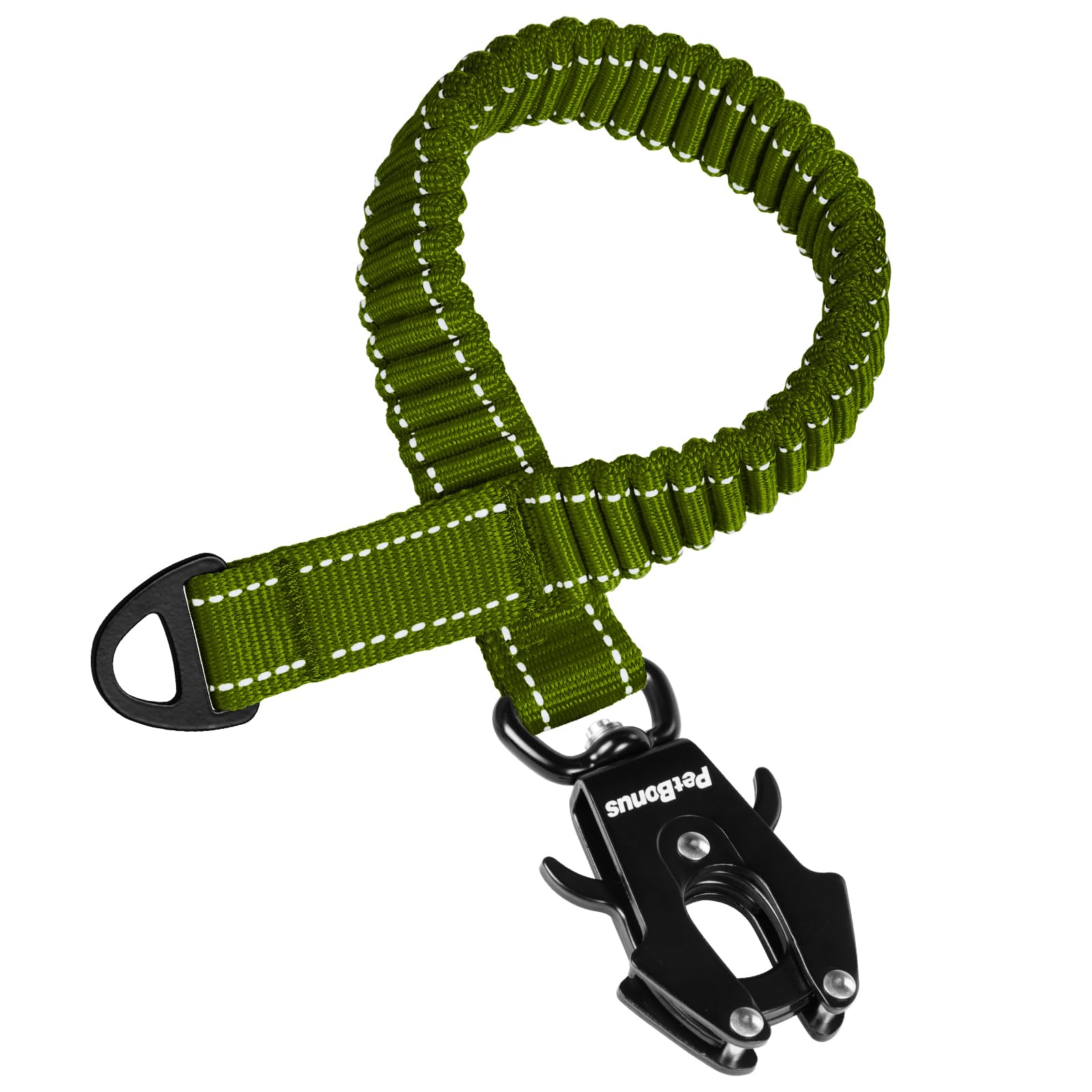 PetBonus Bungee Dog Lead Extension, 45 cm Shock Absorbing Lead Extender, Heavy Duty Medium Large dog Lead Attachment, Reflective Nylon Leash Extender for Walking, Running, Biking (Army Green)