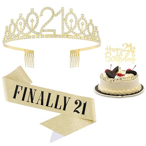 Juego de banda y corona y tiara para cumpleaños número 50, regalos y decoraciones de cumpleaños número 50 para mujer, decoración de pastel de perlas