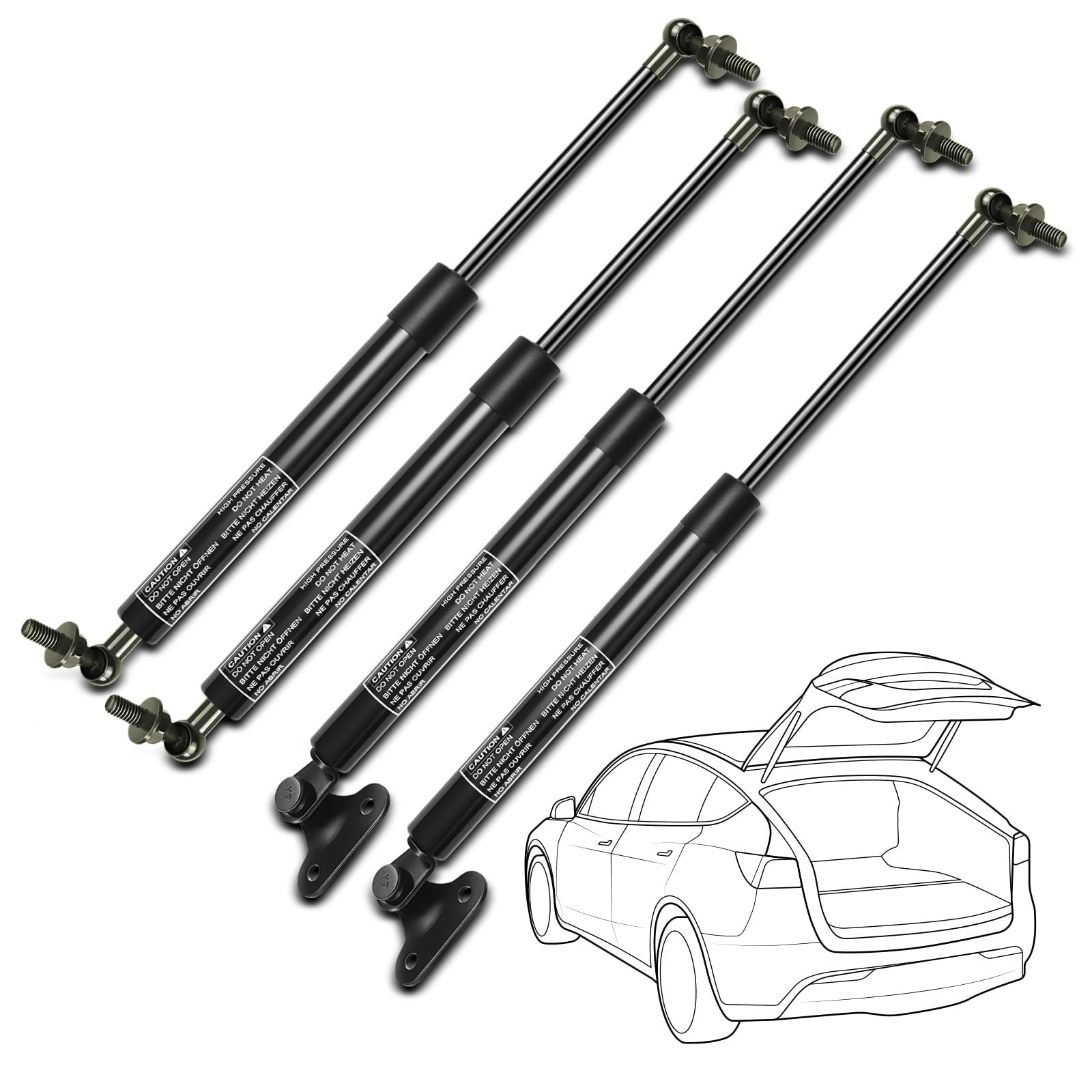 Tryagat 4 Pcs Front Bonnet and Rear Tailgate Gas Struts for Toyota Land Cruiser Lexus LX470 1998-2007