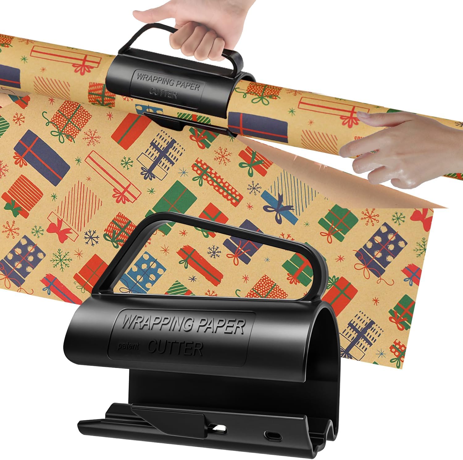 Wrapping Paper Cutter, Gift Wrap Trimmer with Handle Easy Sliding Wrap for Birthday Thanksgiving Christmas, Dispenser Slicer Tool, Sliding Cutter Tube, Rolled Cutting Device