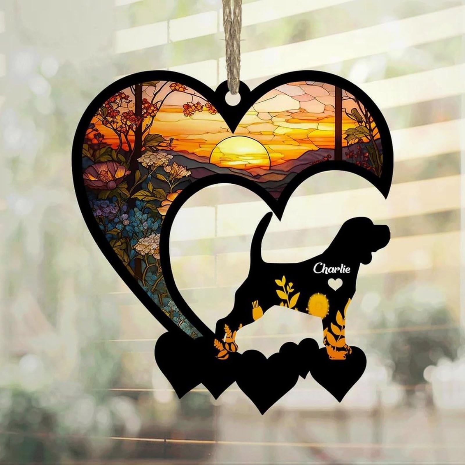 Luckluccy Beagle Suncatcher,Personalized Memorial With Name, Loss Suncatcher,Dog Remembrance Gift,Dog Memorial Ornament,Loss Of Dog Sympathy Gift