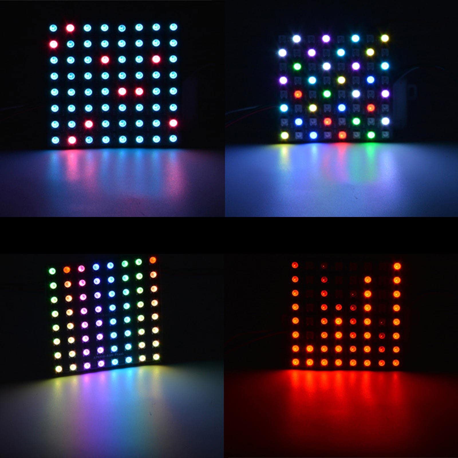 Lot de 10 panneaux matriciels LED Pixels WS2812B RVB pour image numérique et vidéo 8 x 8 cm