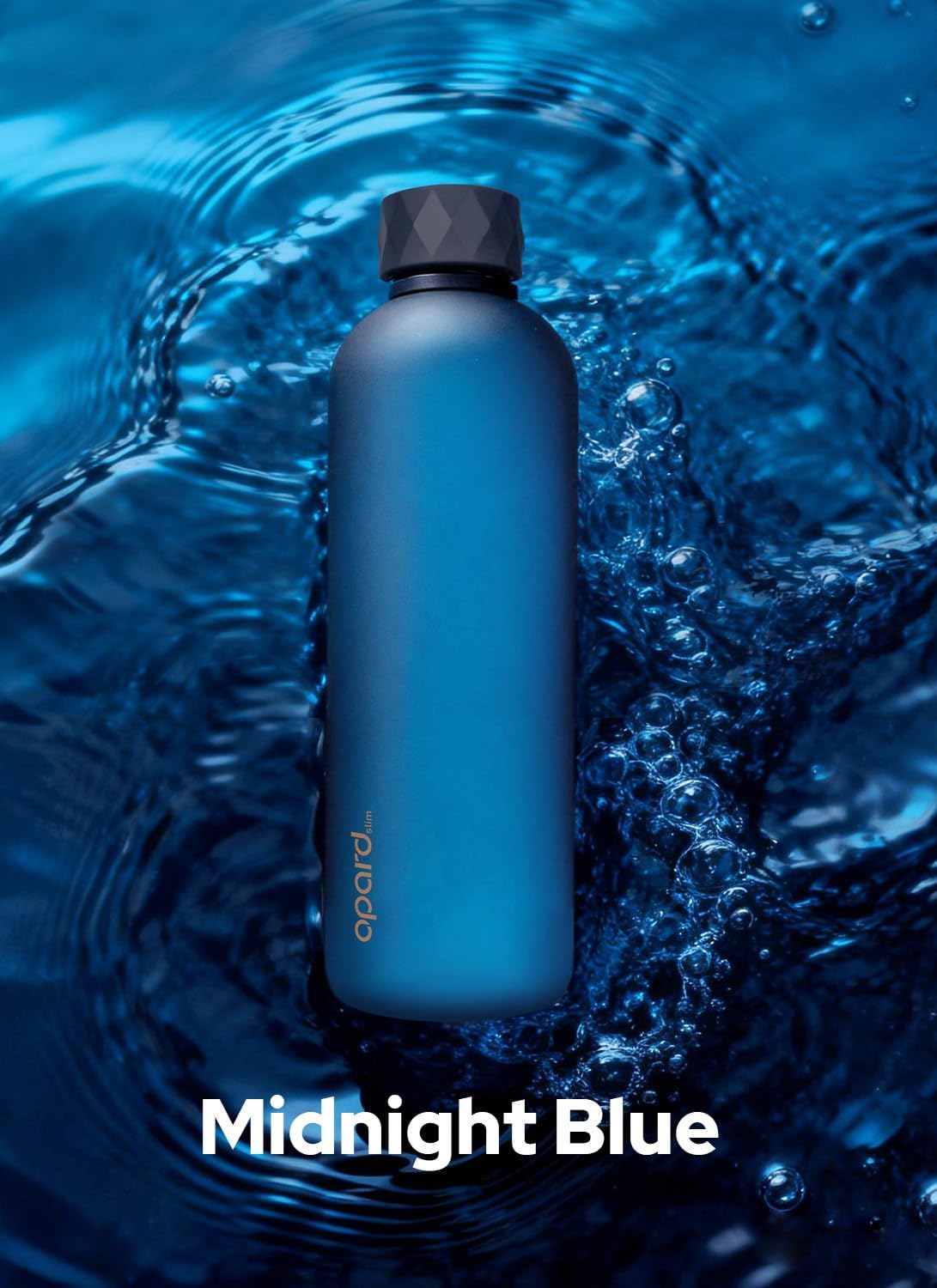 Opard Slim Pro Water Bottle 27oz, Plastic Water Bottle BPA-Free, Facetted Rubberized Grip-Texture Monocap, Leakproof Screw Top, Midnight Blue, Reusable for Travel School Sport Gym Hiking