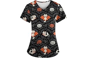 Halloween Nurse Scrub Tops for Women