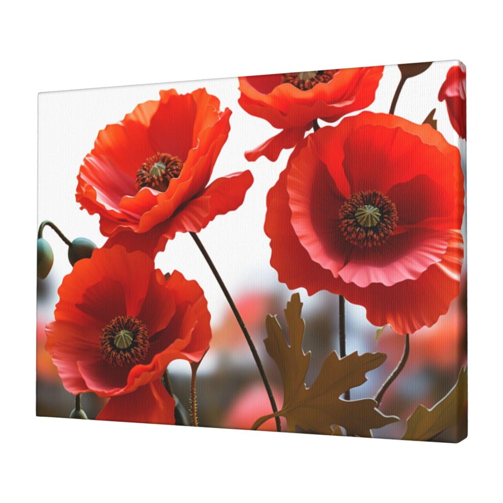 KLOPH Poppy Flowers Vivid Petals Canvas Wall Art for Living Room 12"x16" Modern Artwork Painting for Bathroom Hanging Canvas Prints Aesthetic Wallart for Bedroom Kitchen Office Wall Decor