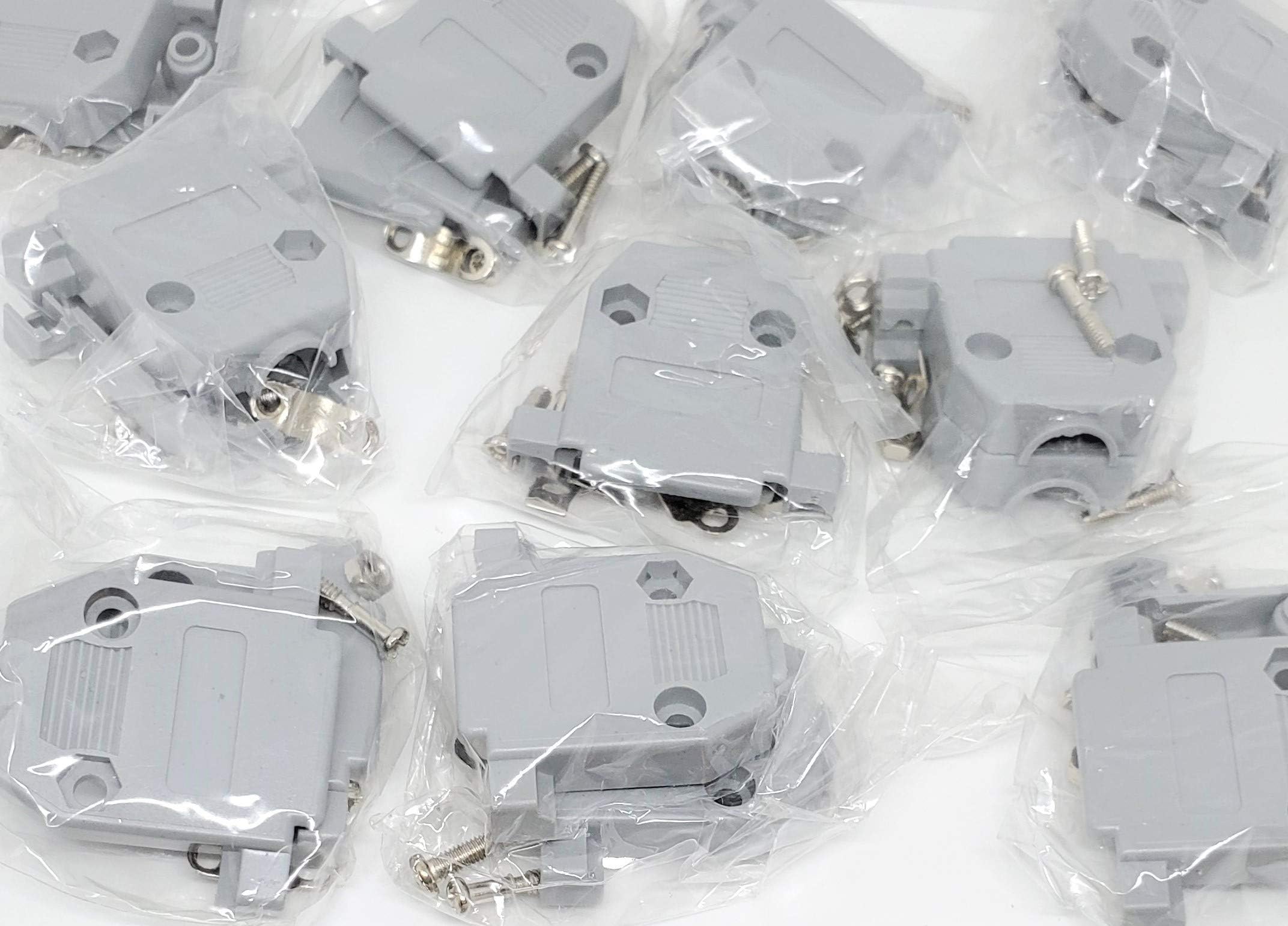 Pc Accessories-Gray Plastic Hood for DB-15/HD-26 DA15 Connectors Short Screw, 10-Pack