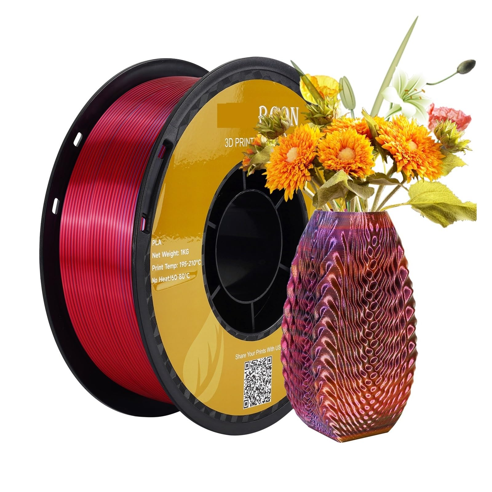 Filament do drukarki 3D 1 kg trójkolorowy jedwabny filament PLA plastikowy filament do drukarki 3D FDM 1,75 mm materiał do drukowania 3D (kolor: H)