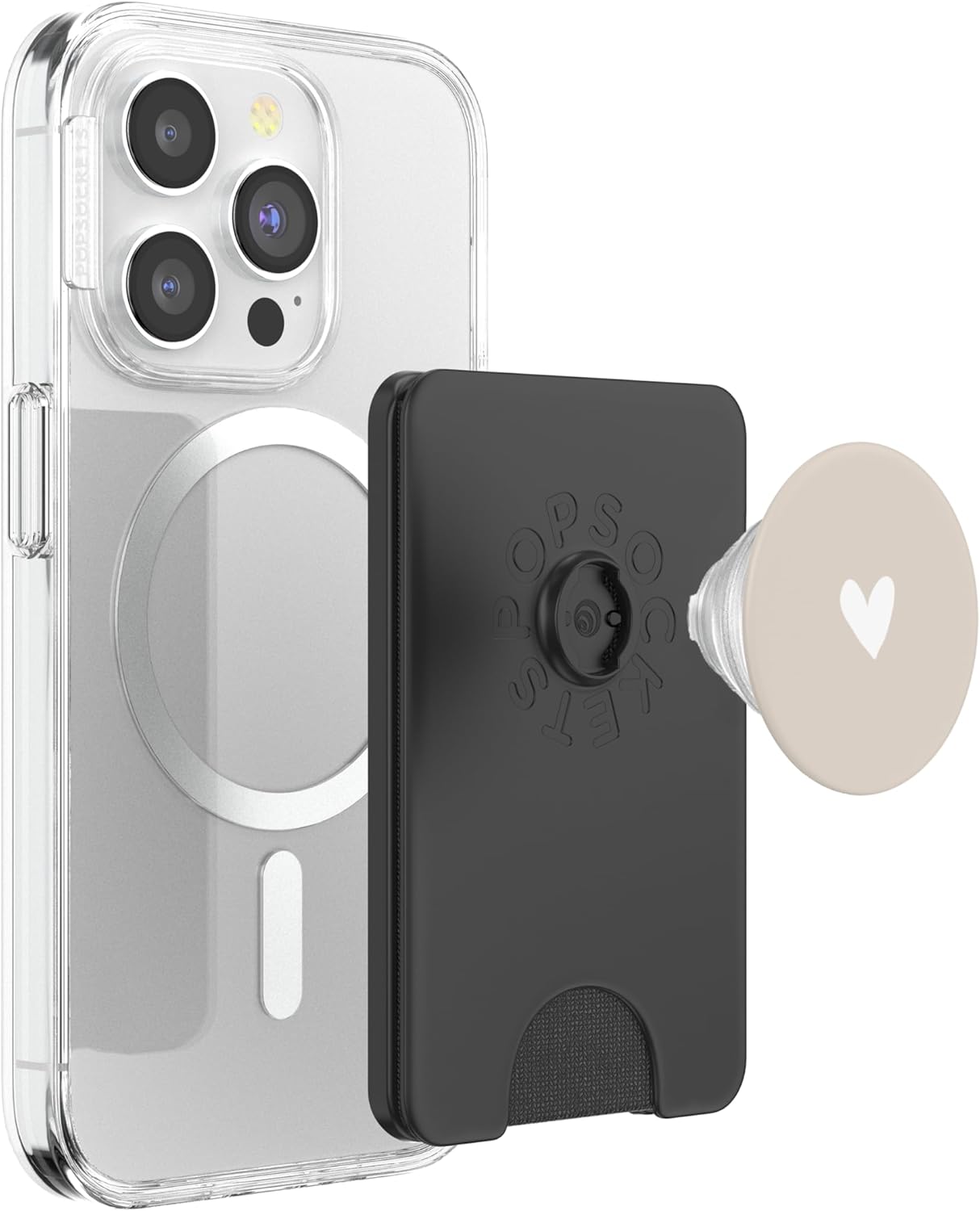 Sand/Beige/Tan Heart Minimalist Love PopSockets PopWallet for MagSafe
