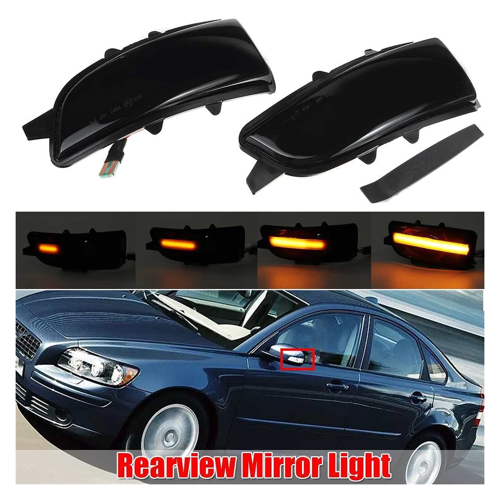 Par de Luces Intermitentes dinámicas para Espejos retrovisores Laterales para Volvo S40 S60 S80 C30 C70 V50 V70 2007-2012