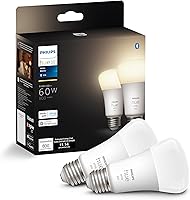 Philips Hue Smart 60W A19 LED Bulbs 2-Pack - Soft Warm White 800LM, Bluetooth App & Voice Control with Alexa, Google, HomeKit