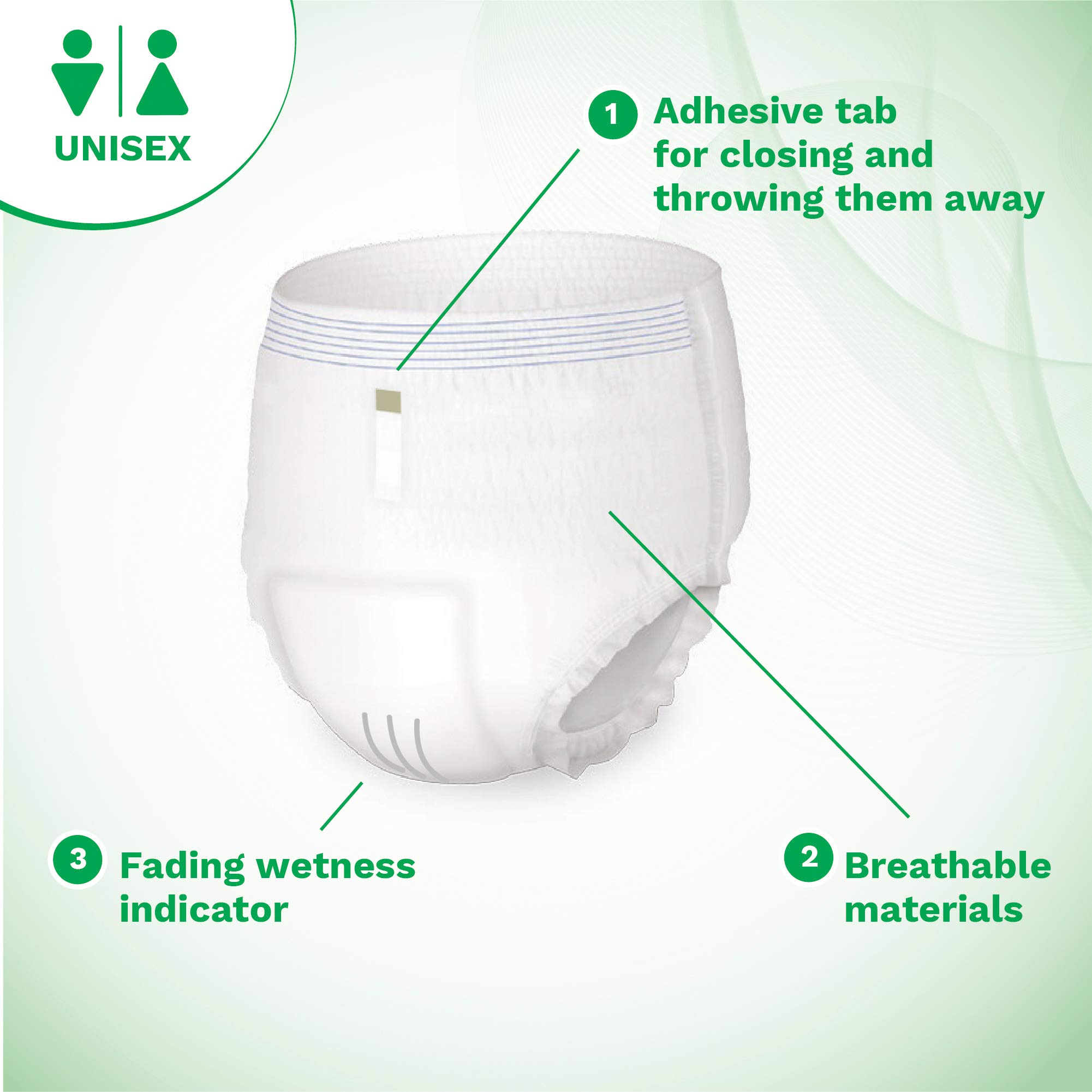Absorbeo Pants EXTRA, Elastische 14 Stück, Absorbierende Windelhose für Mittlere Blasenschwäche, Absoluter Komfort, Totaler Schutz, Anti-Odour-System, Vollständig Atmungsaktiv, Unisex, Größe L