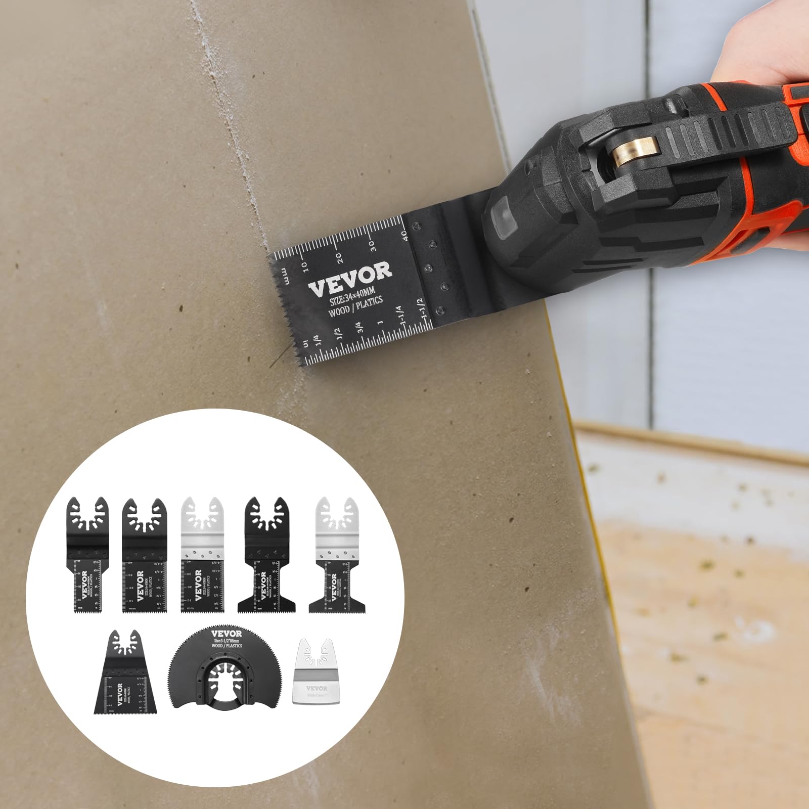 VEVOR Hojas de Sierra Oscilante 30 Piezas Universal Multifunción Liberación Rápida 8 Tipos de Hojas Herramientas Oscilantes para Madera Metal Plástico para Dewalt Milwaukee Hitachi Chicago Craftsman