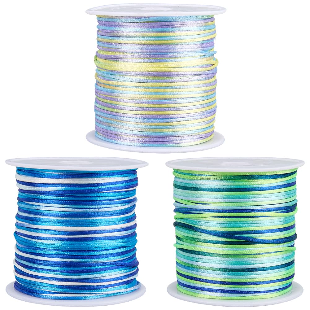 Fil en nylon satiné résistant 3 rouleaux de 137m, cordon souple et brillant pour bijoux