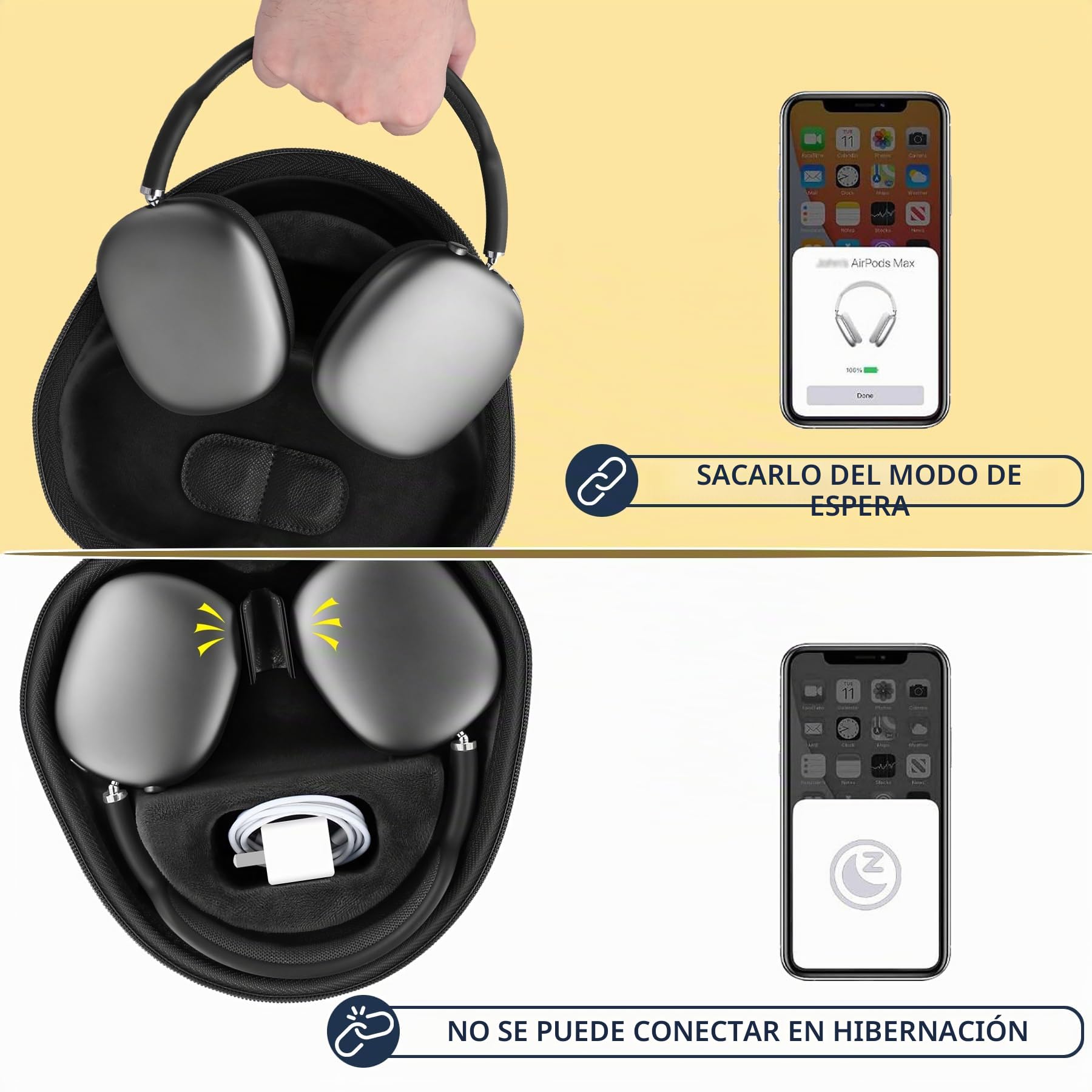 co2CREA Duro Viajar Caja Funda para Apple AirPods MAX(Funda Solo)