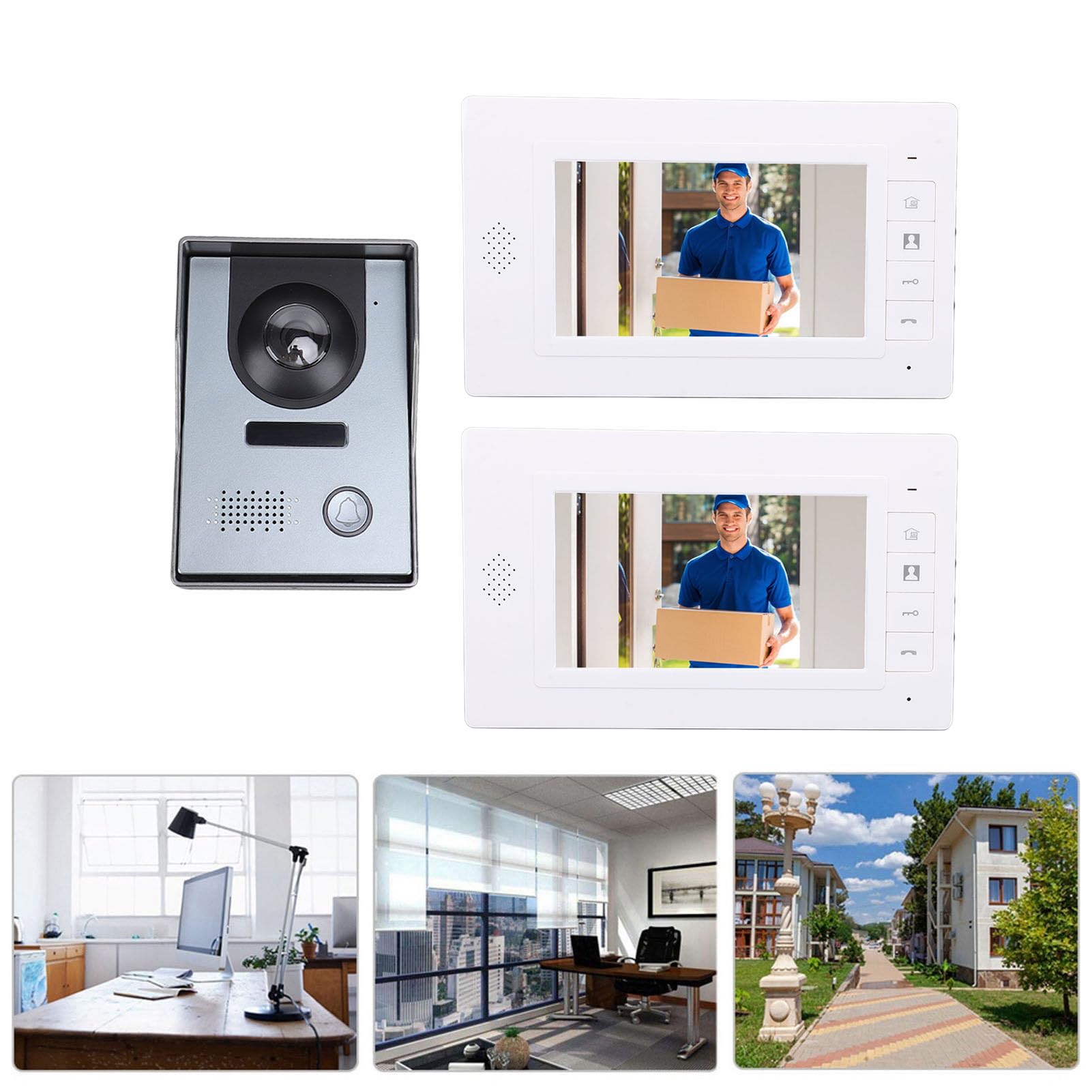 Videocitofono Cablato, Telecamera Videocitofono con 2 Monitor, Schermo a Colori da 7 Pollici, Videocitofono con Citofono Bidirezionale, Grandangolo 120º, 6 LED a Infrarossi