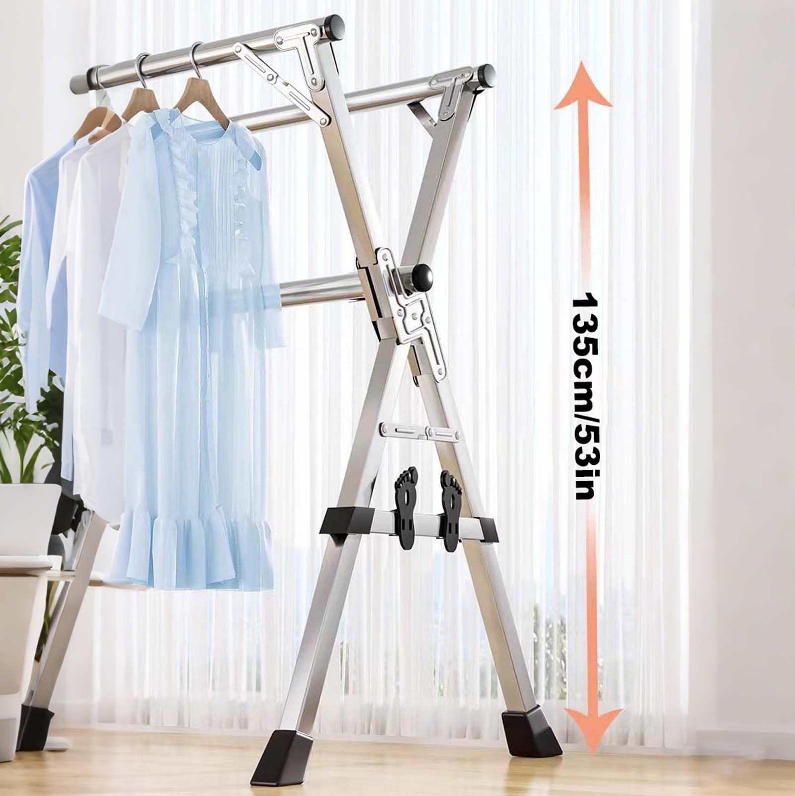 Este tendedero Plegable de Alta Resistencia, Plegable, Soporte para Colgar Ropa Ajustable, Organizador de Ropa Que Ahorra Espacio, con 20 Ganchos Resistentes al Viento, para sábanas y Mantas