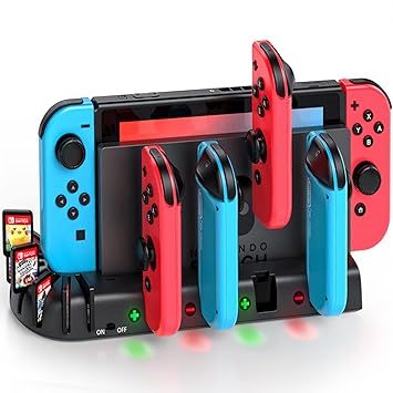 Joycon Controller Charger Dock Station for Nintendo Switch, KDD Joycon Charging Dock Station with 8 Game Slots for Nintendo Switch Joycon