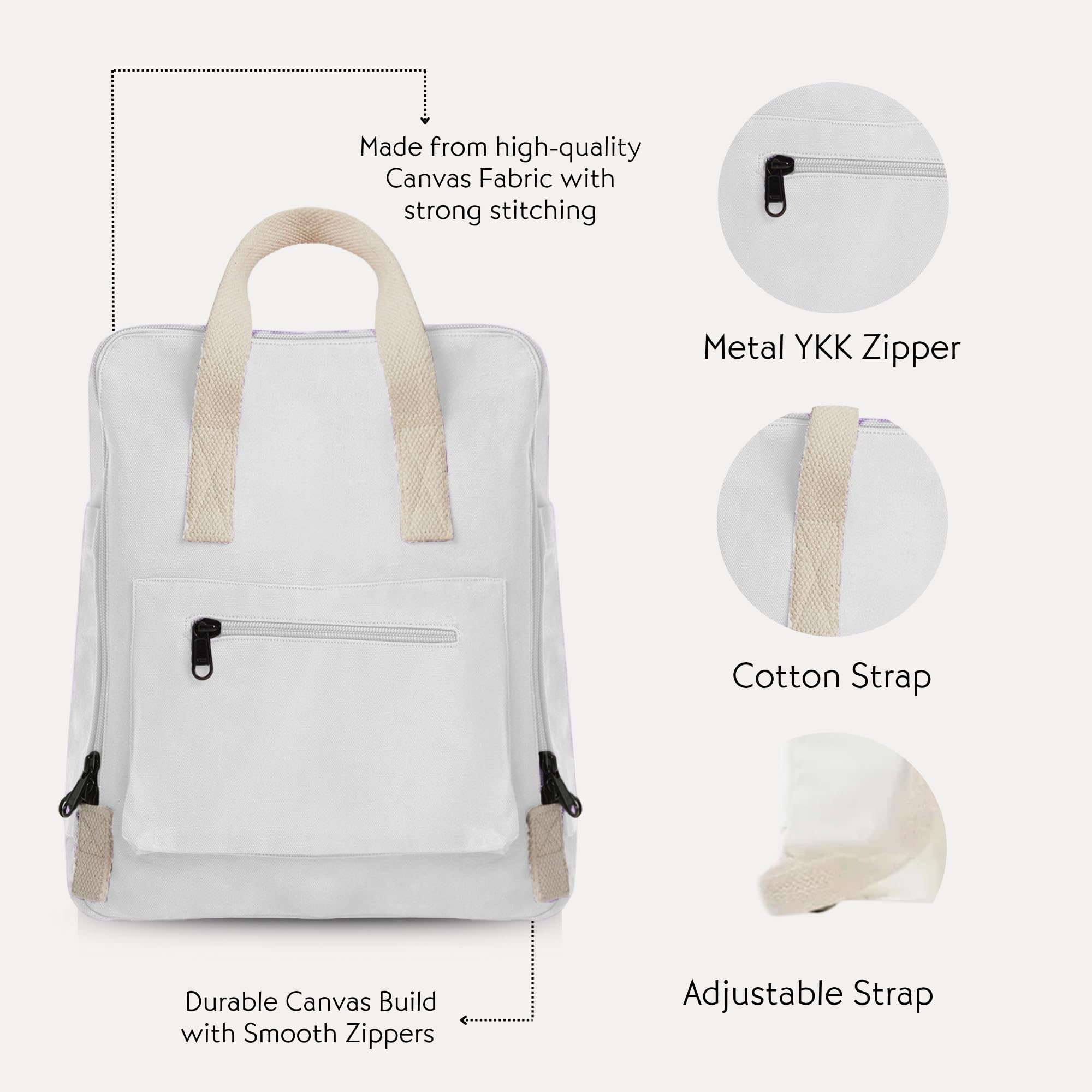 DOG D Originals Iram Square Backpack – Stylish, Functional & Versatile (Ivory) 3