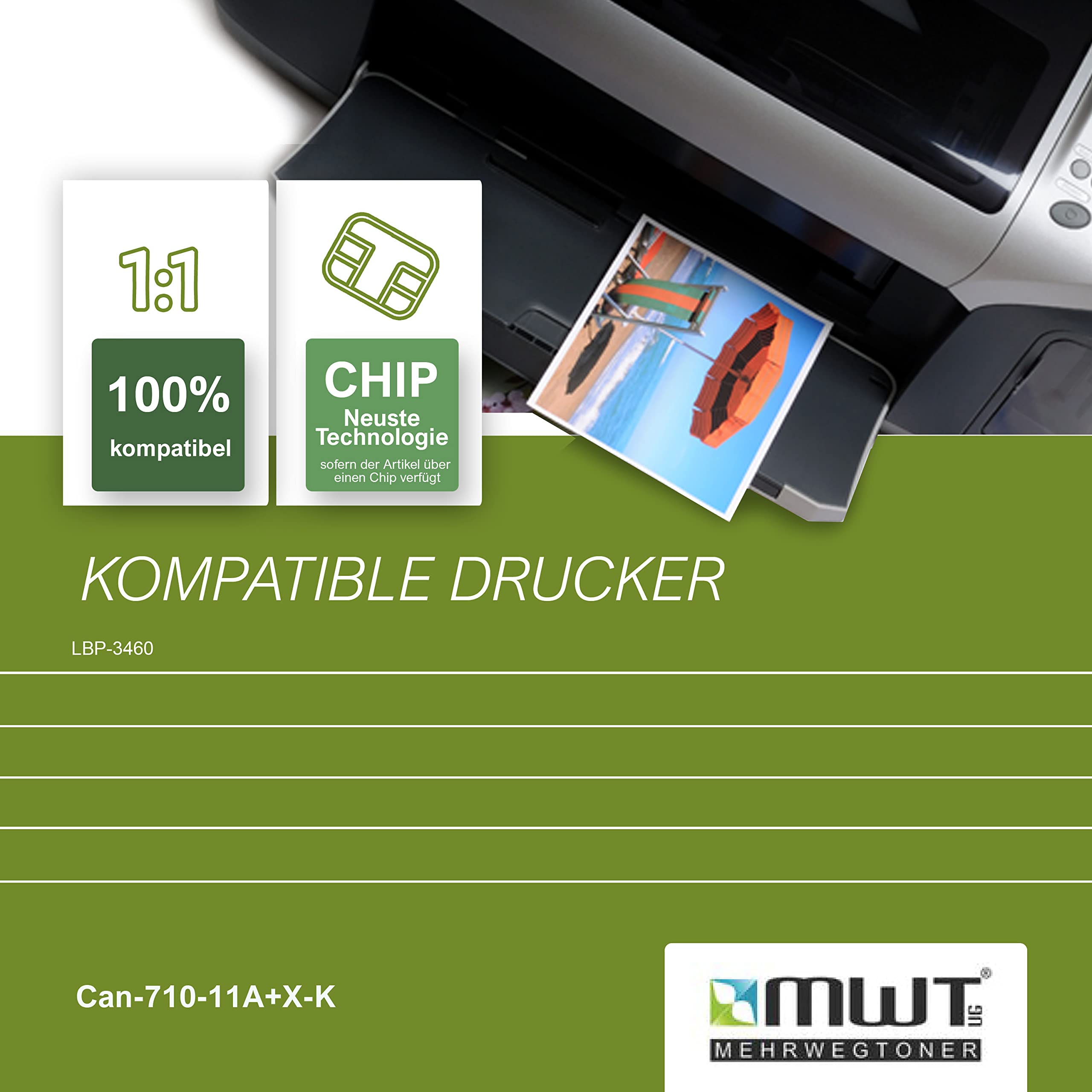 Mehrwegtoner 2 cartuchos de tóner compatibles como repuesto para Canon LBP3460, sustituye a 0986B001 710H, negro, EP710H