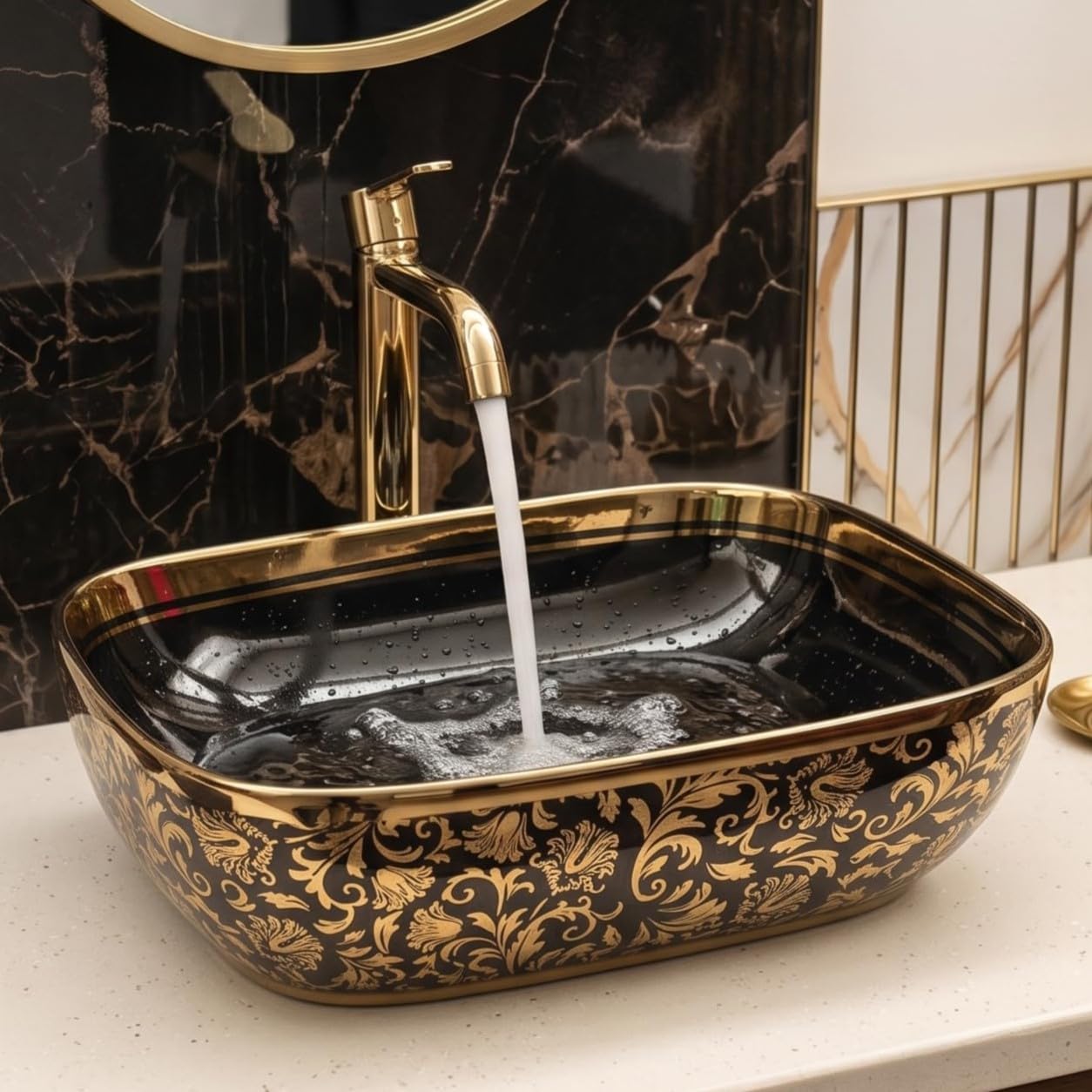 BASSINO Table Top Wash Basin - Glossy Blue & Gold -11 BASSINO Table Top Wash Basin - Glossy Blue & Gold -11