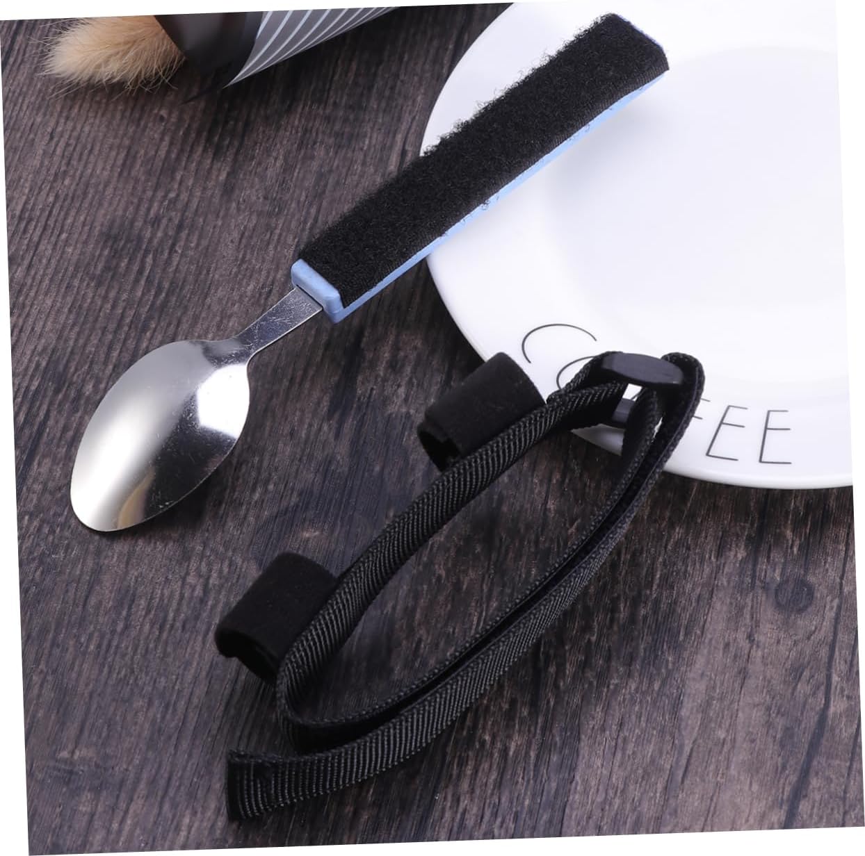 COLLBATH Ergonomic Adjustable Cuff Spoon Handicap Assist Utensils for Elderly Care Random Color