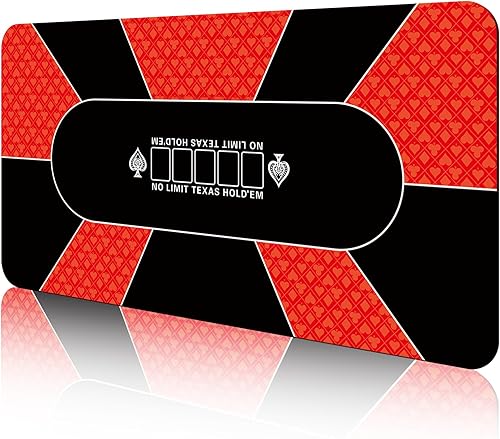 CONTINUE Tapete de mesa de póquer, tapete de póquer Texas Hold'em para 8 a 10 jugadores, diseño de goma antideslizante con bolsa de transporte,