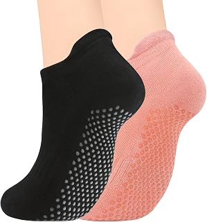 Grip Socks for Women Non Slip Pilates Socks Barre Yoga Socks with Grips for Women Hospital Socks Cotton Ankle Socks
