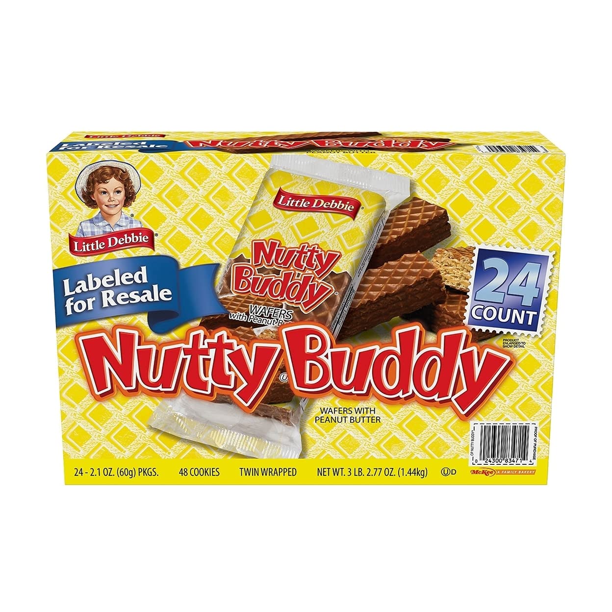 Nutty Buddy Chocolate Fudge & Peanut Butter Wafer Bars, 2 Bars per Package - 2.1, Oz 50.4 Ounce (Pack of 24)