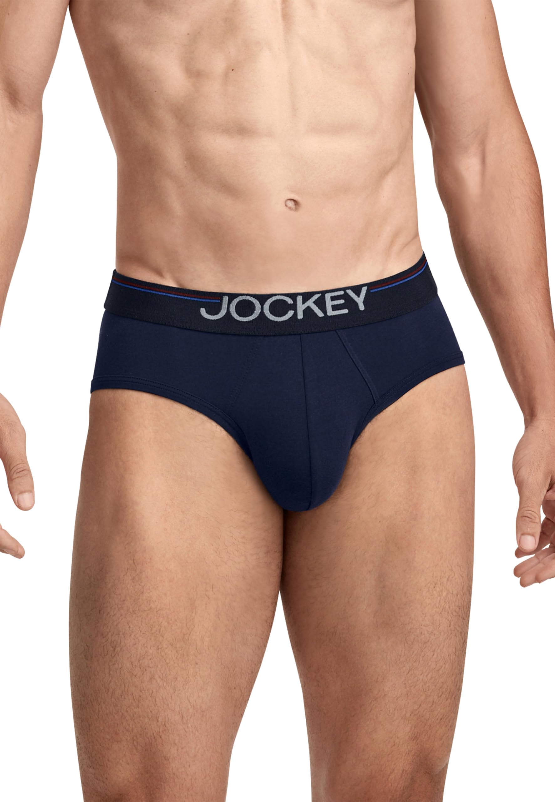 Jockey Men's Cotton Stretch Comfort Brief - 3 Pack, Jockey Blue, L