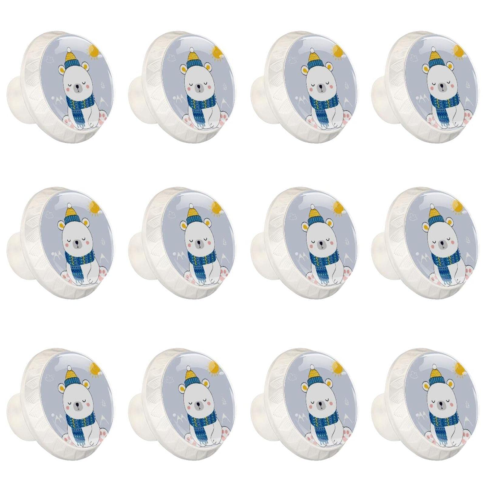 Boutons d'armoires de cuisine ronds premium décoratifs motif ours pour tiroir et commode