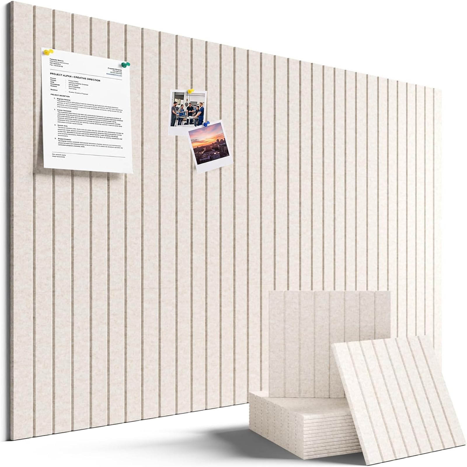 12-Pack Modular Felt Pin Board,Large 120x90cm,NoDrill for Wall Home &Office