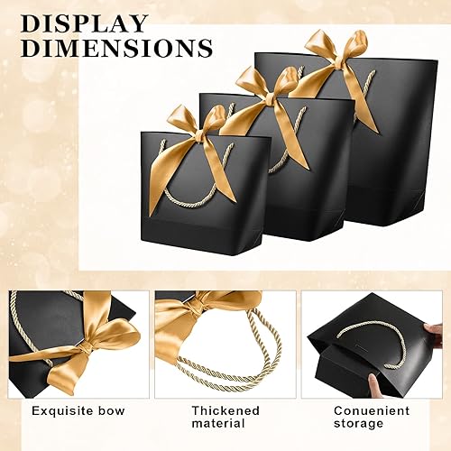 Miniatura 3 de 30 juegos de bolsas de regalo con asas, 3 tamaños, bolsa de regalo de fiesta con cinta, bolsa de regalo negra con etiquetas de regalo de papel y