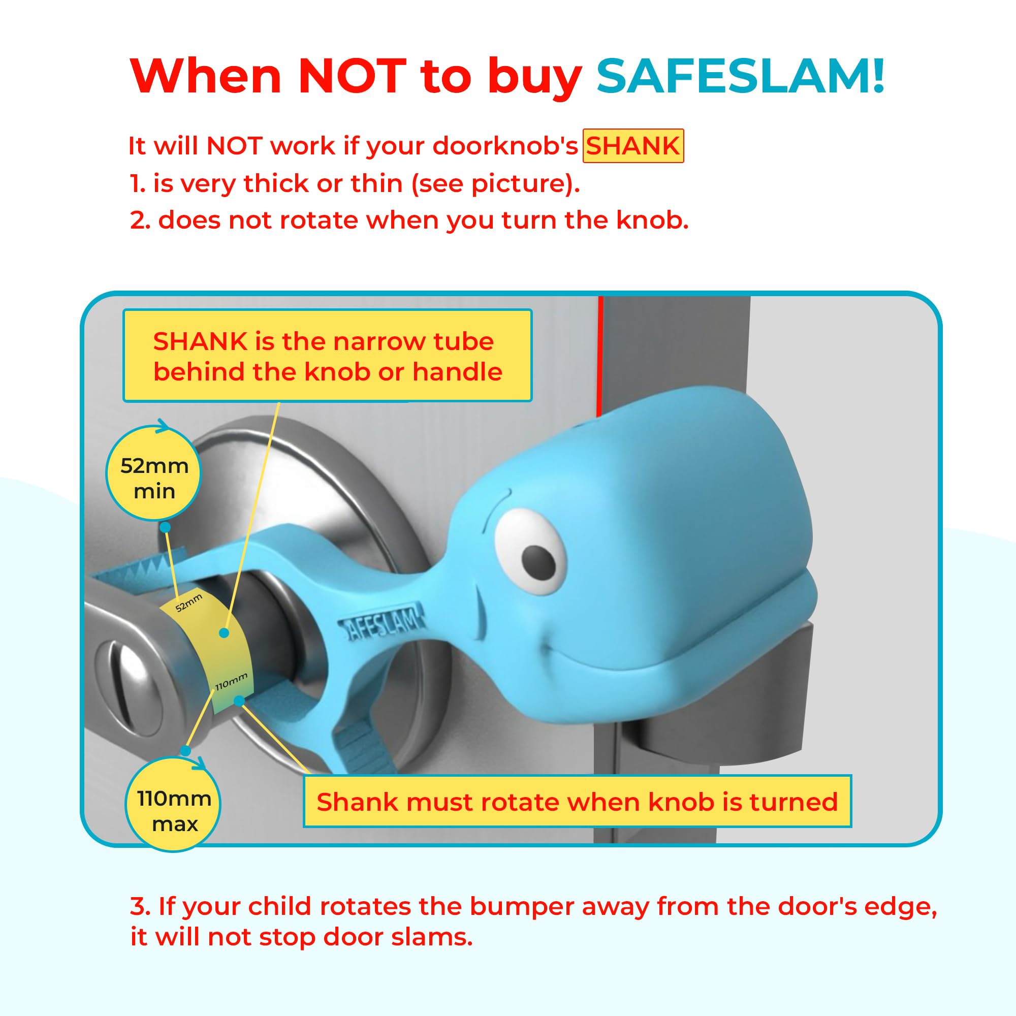Protector de seguridad para niños – Stop Door Slams – Fácil de instalar en pomos y manijas de puerta – No requiere herramientas – Portátil – Protege las colas de perros y gatos (gris, rosa,