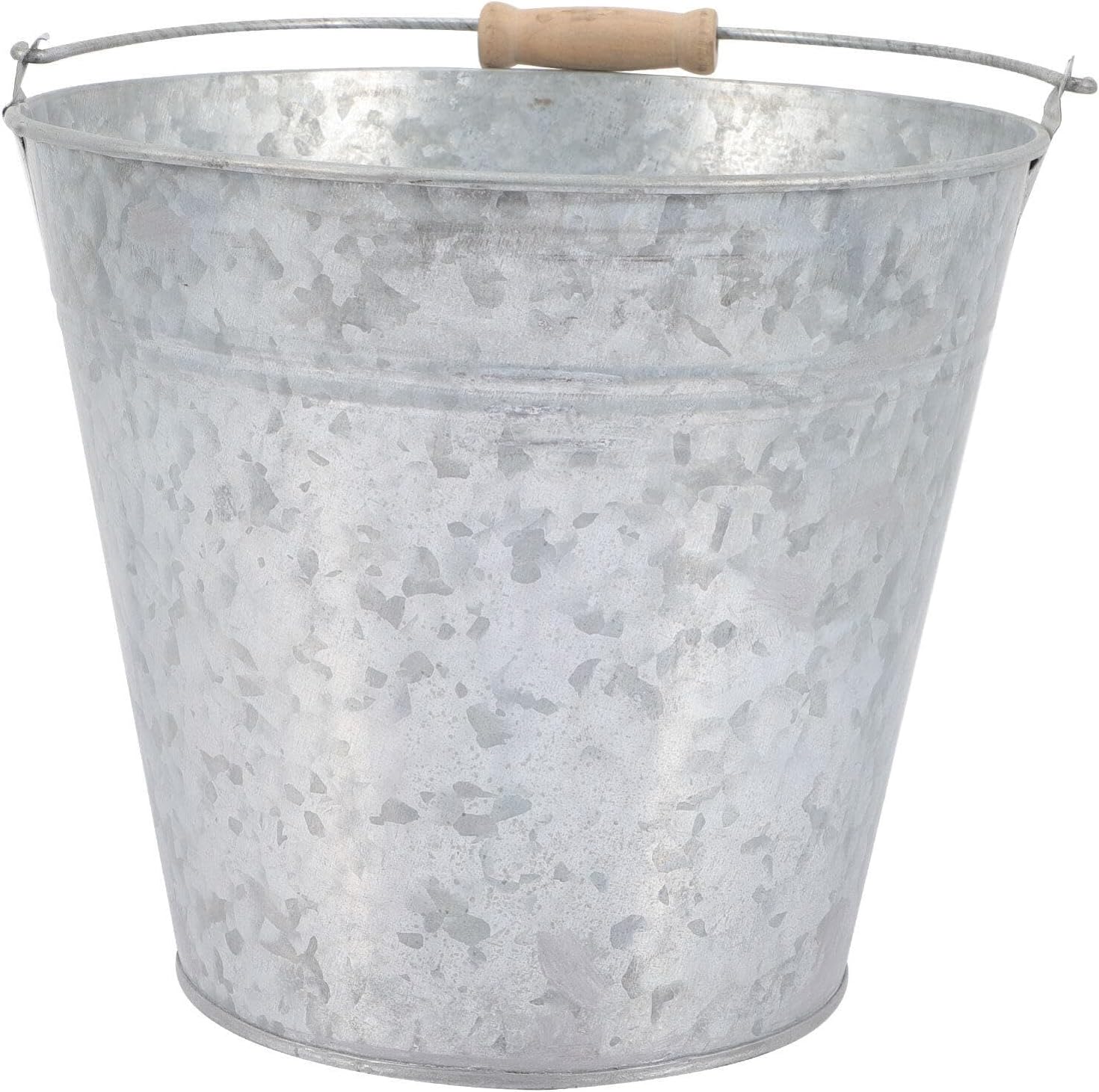 Yardwe Galvanized Metal Bucket Planters Small Pails Tin Bucket French Flower Vases Rustic Water with Wooden Handles Garbage Waste Basket Trash Can for Table