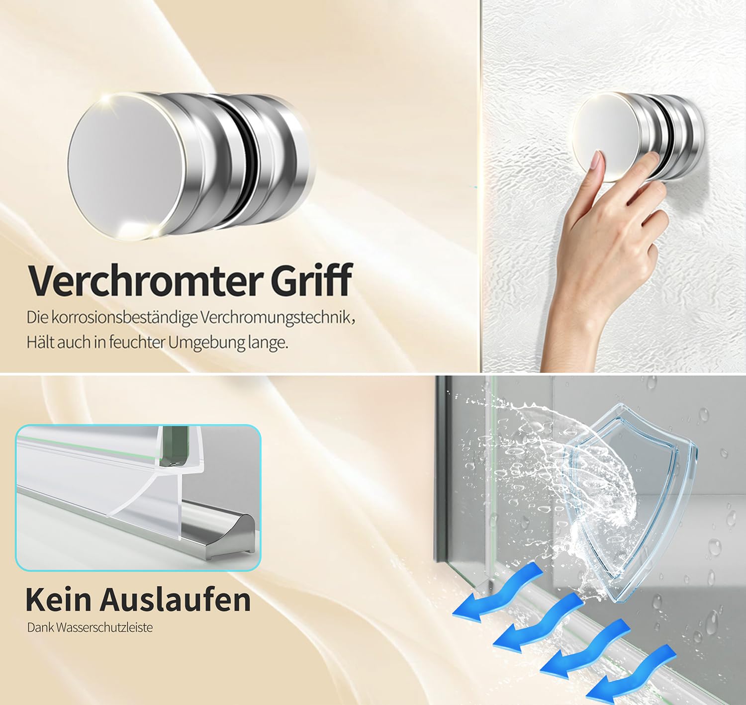 Walk in Dusche 90x185cm Faltwand Duschabtrennung 6mm ESG-Sicherheitsglas – 180° faltbar & bodeneben – ultrabreiter Einstieg, geeignet für kleine Badezimmer
