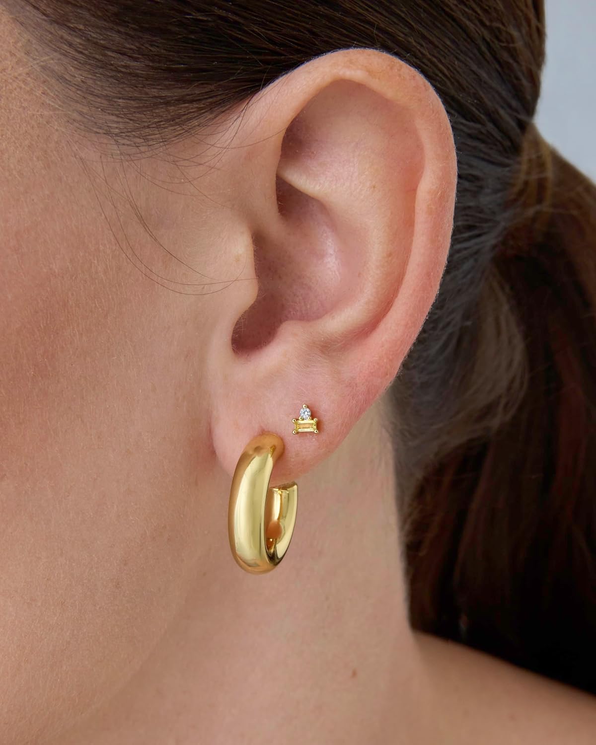 PAVOI 14K Gold Plated Sterling Silver Posts Colored Birthstone Flatback Stud Earrings for Women - Gemstone Cubic Zirconia Screwback Earrings - Dainty Helix Cartilage Piercing Jewelry - Image 2