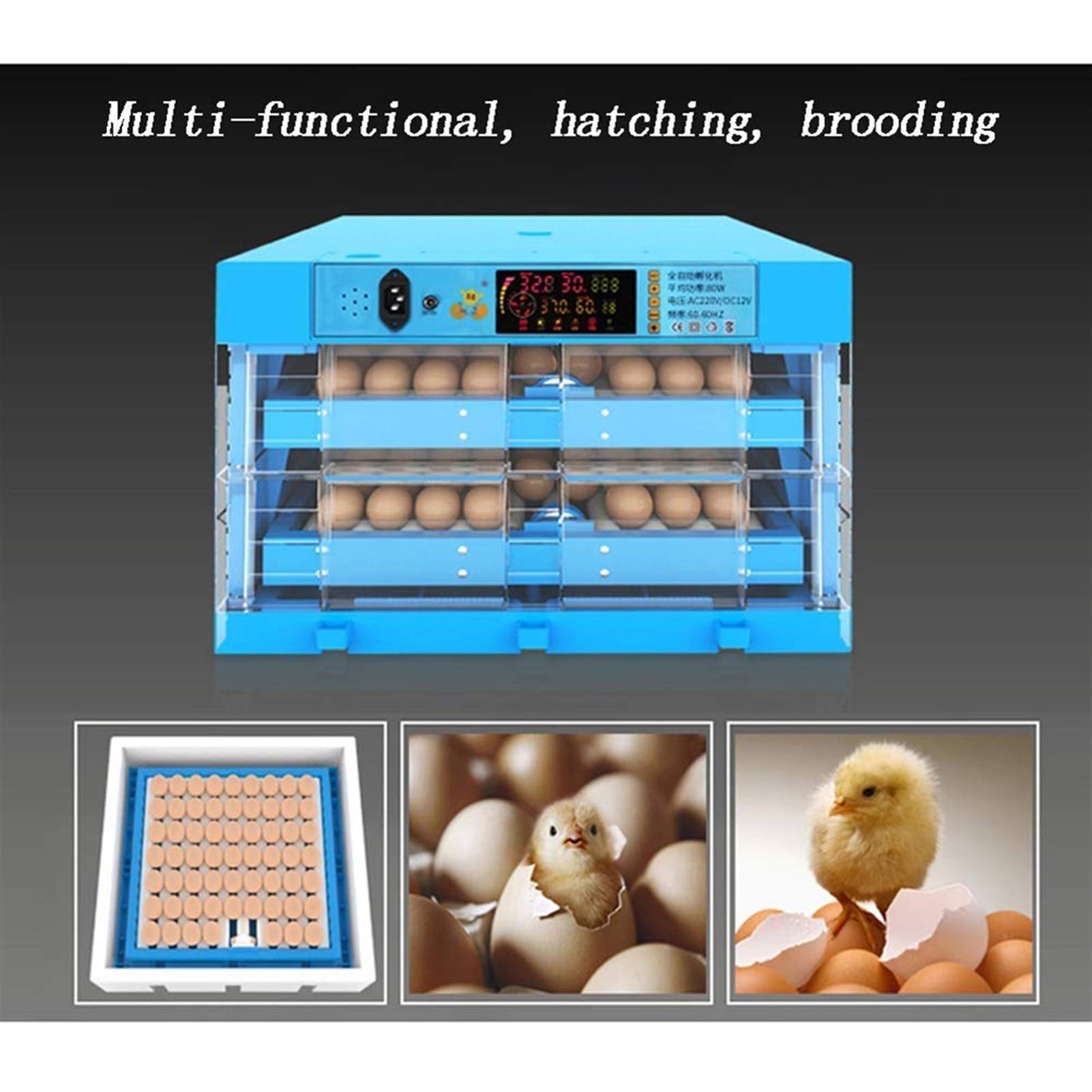 Inkubatory do jaj wylęgowych LED o wysokiej wydajności Automatyczna regulacja temperatury i kontrola temperatury dla kurcząt, kaczek, gęsi, ptaków, 192egg