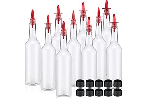 Tioncy 15oz Plastic Syrup Bottle with 10 Pourers and Caps