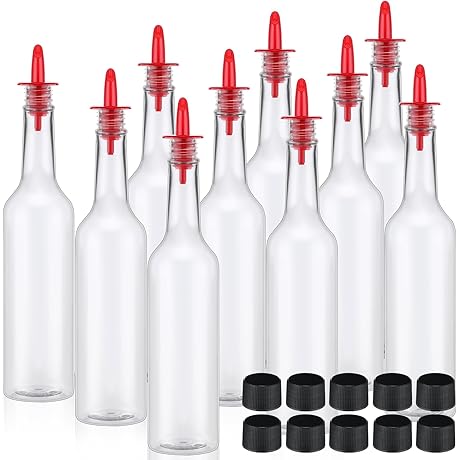 Tioncy 15oz Plastic Syrup Bottle with 10 Pourers and Caps