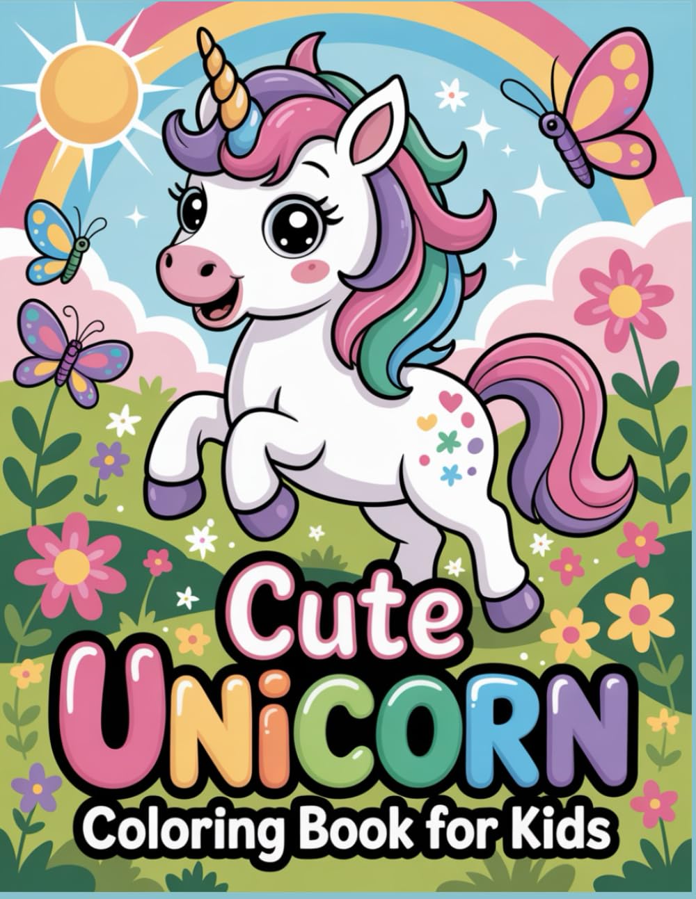 Cute Unicorn coloring book for kids