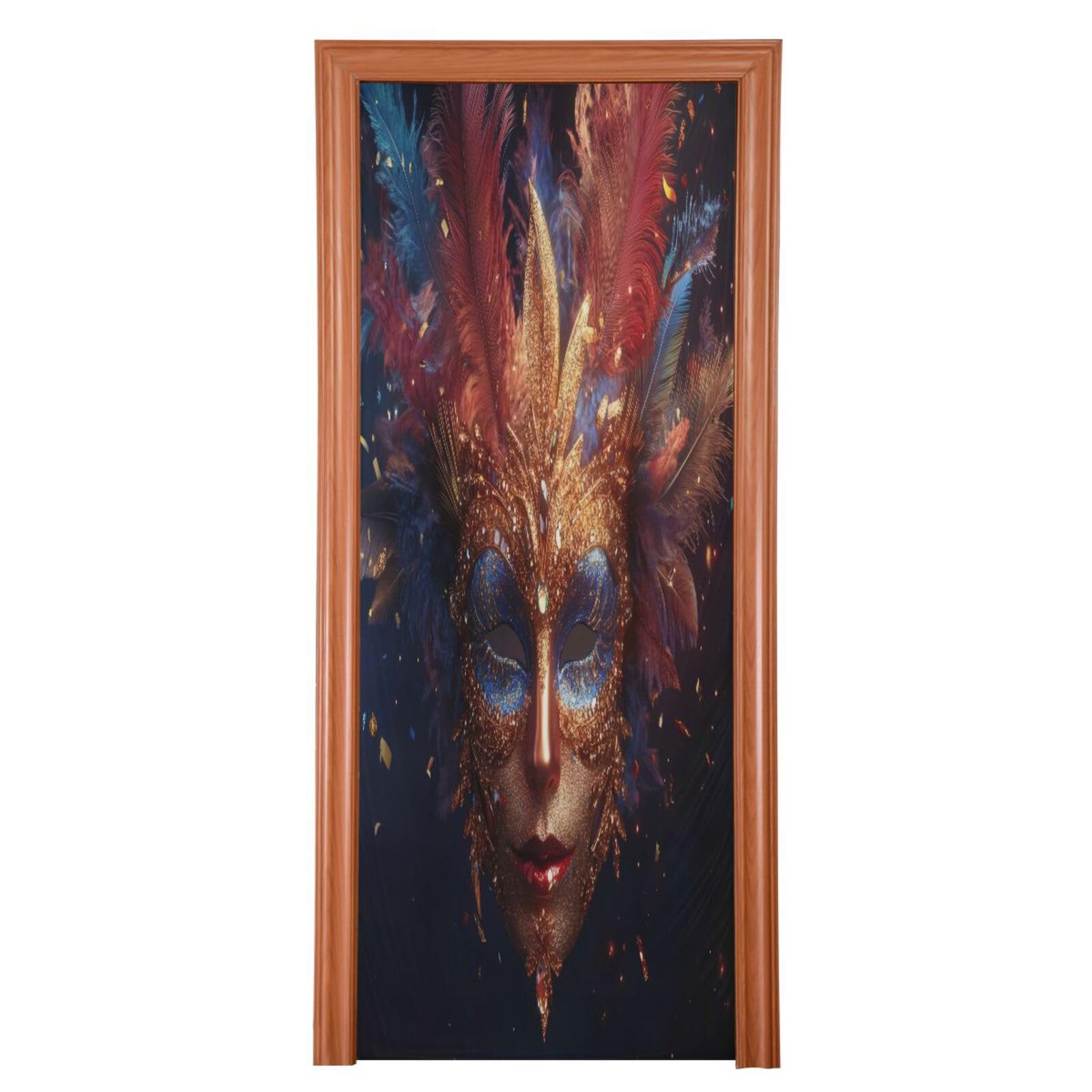 FLildon Masquerade Mask Mardi Gras Door Cover Decoration, Party Accessory Porch Decor for Festive Ornament Room Door Covers 35 x 79 Inch