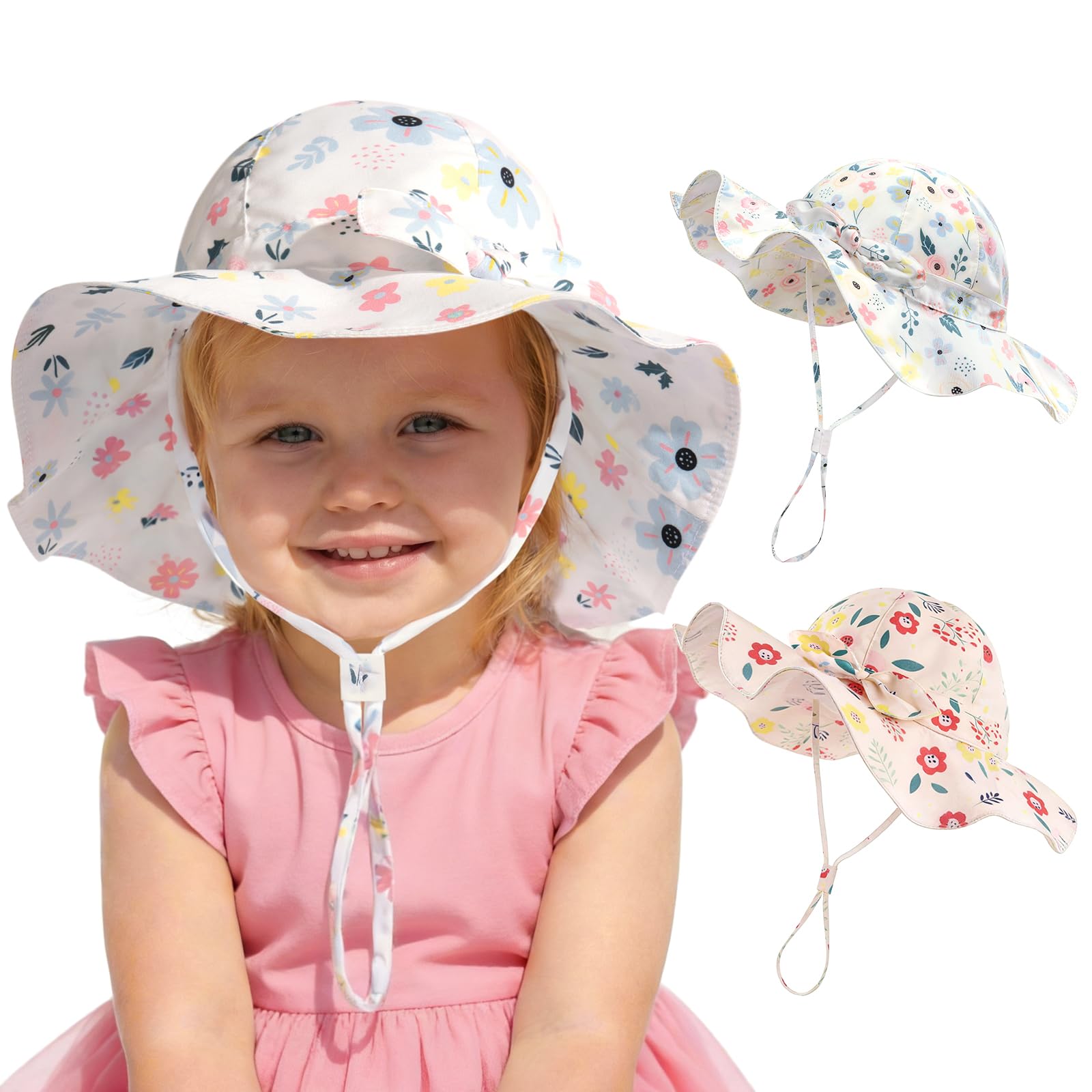 FURTALK Baby Sun Hat Toddler Beach Hats with UPF 50+ Sun Protection Wide Brim Girls Bucket Hat